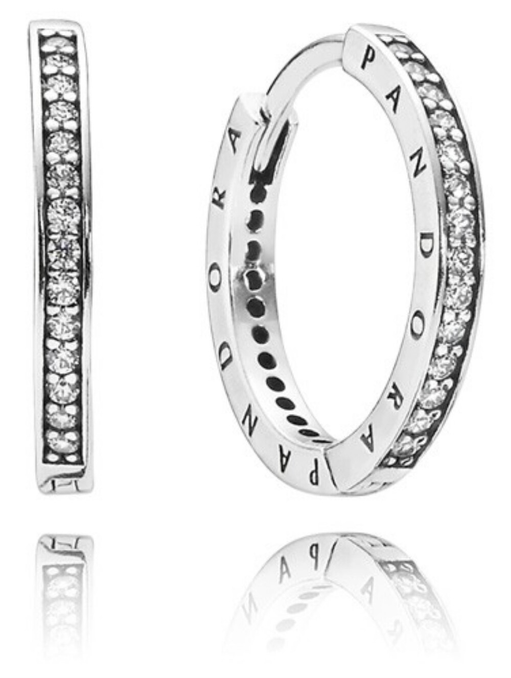 Sparkle And Pandora Logo Hoop Earringd